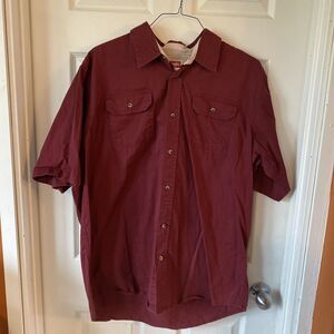 Wranglers Men’s Front Button Shirt Size XLT Burgundy Short Sleeve Premium